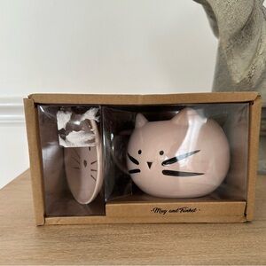 NEW Cat Mug and Saucer Trinket Dish Gift Set with Box Ten Strawberry Street